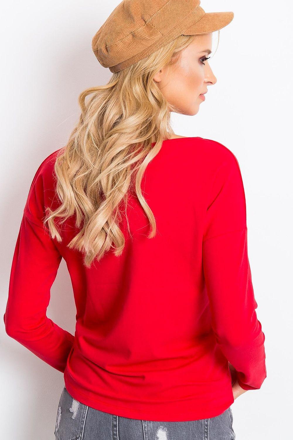Blouse model 161494 BFG in red, long sleeves, round neckline