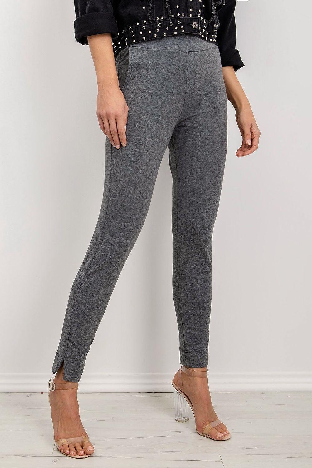 Dark grey tracksuit trousers with tapered silhouette, side pockets and cuffed ankles.