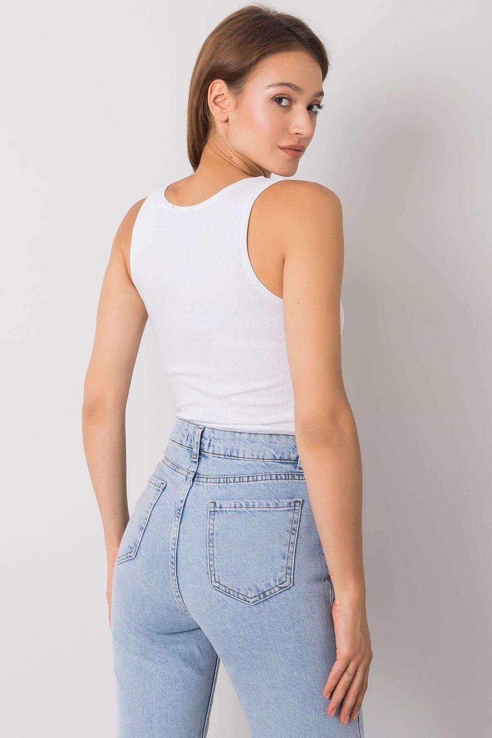 White sleeveless tank top with scooped back
