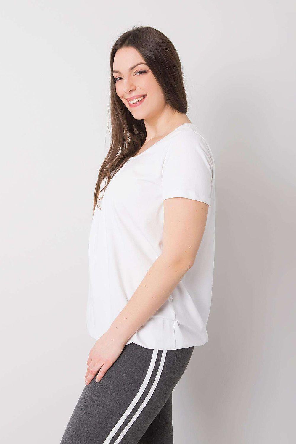 BFG white scoop-neck T-shirt with short sleeves, side angle