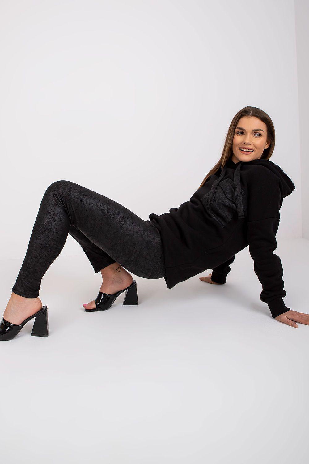 Black hoodie and leggings set with kangaroo pocket and pull-on pants