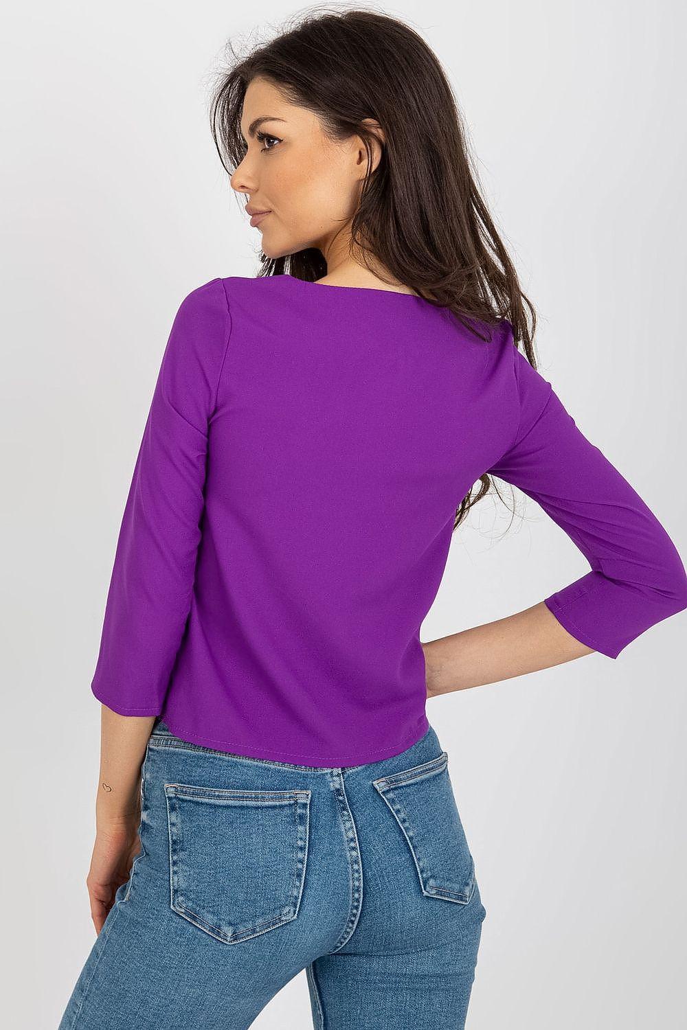 Lakerta violet blouse back view with 3/4 sleeves
