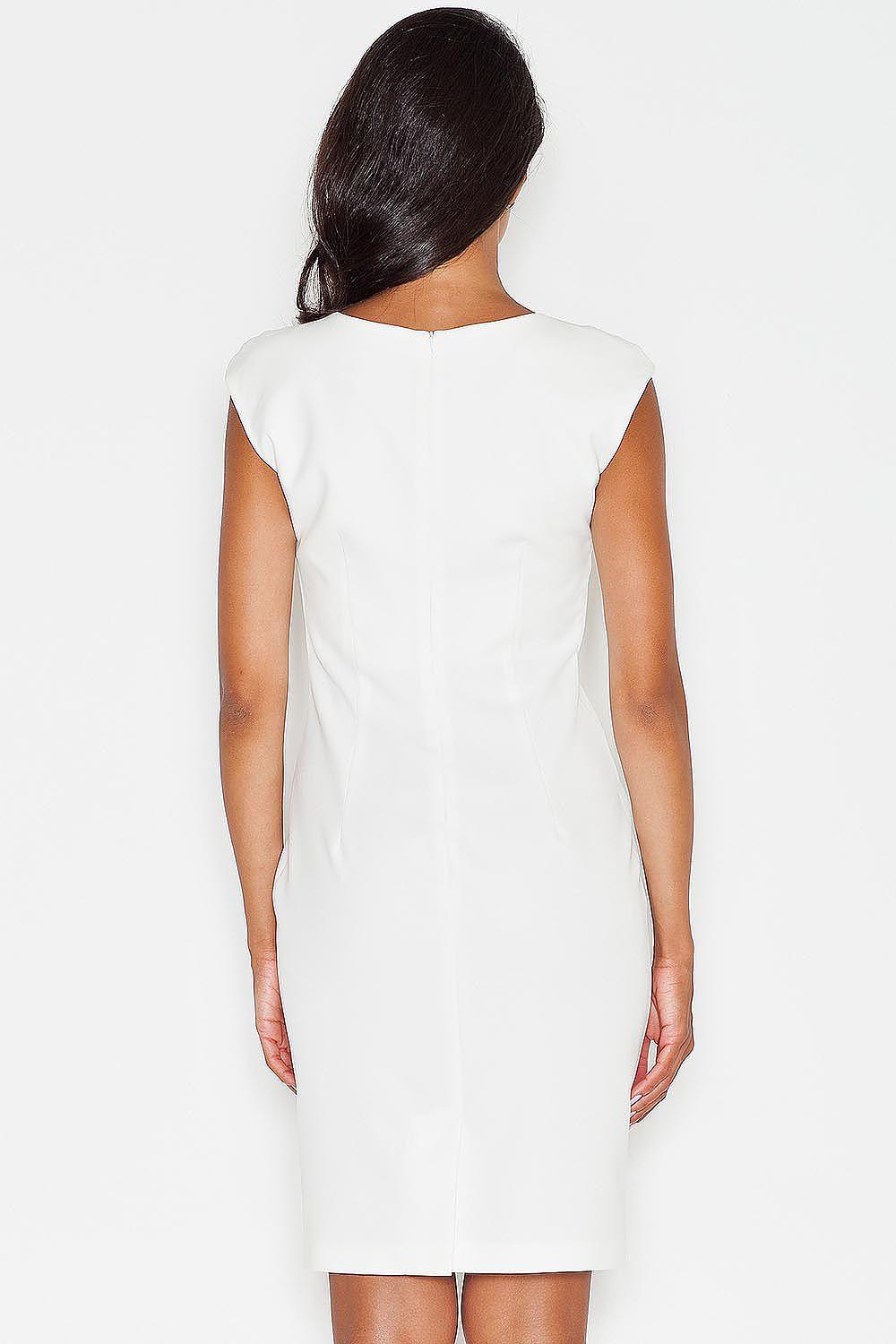 White daydress with scoop back and center back seam, sleeveless