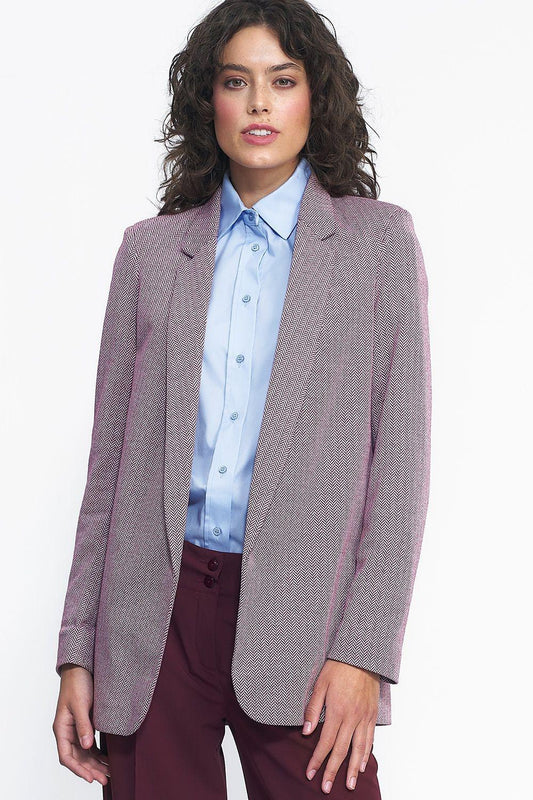 Textured women's blazer, lilac-purple, notched lapel, long sleeves