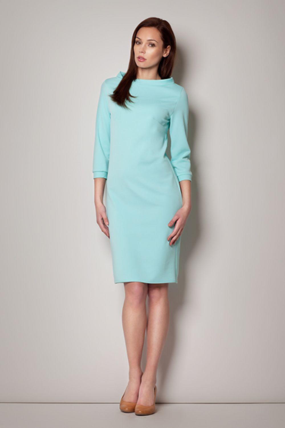 Figl daydress, light blue, 3/4 sleeves, crew neck, straight knee-length fit