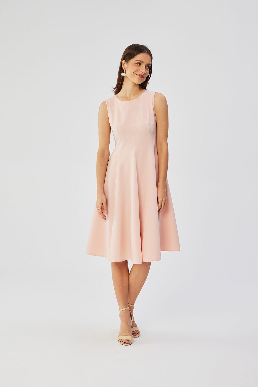 Light pink sleeveless daydress with round neckline and A-line skirt