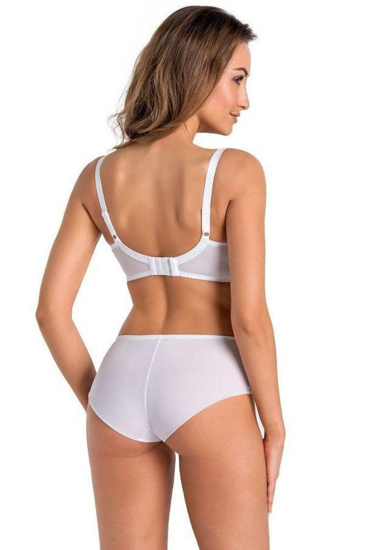 White nursing bra back with lace straps and smooth band