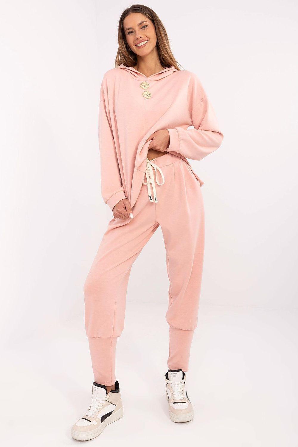 Pink drawstring tracksuit trousers with tapered legs and elastic ankle cuffs