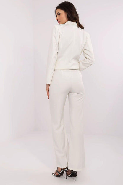 White straight wide-leg trousers with waistband belt loops and rear view