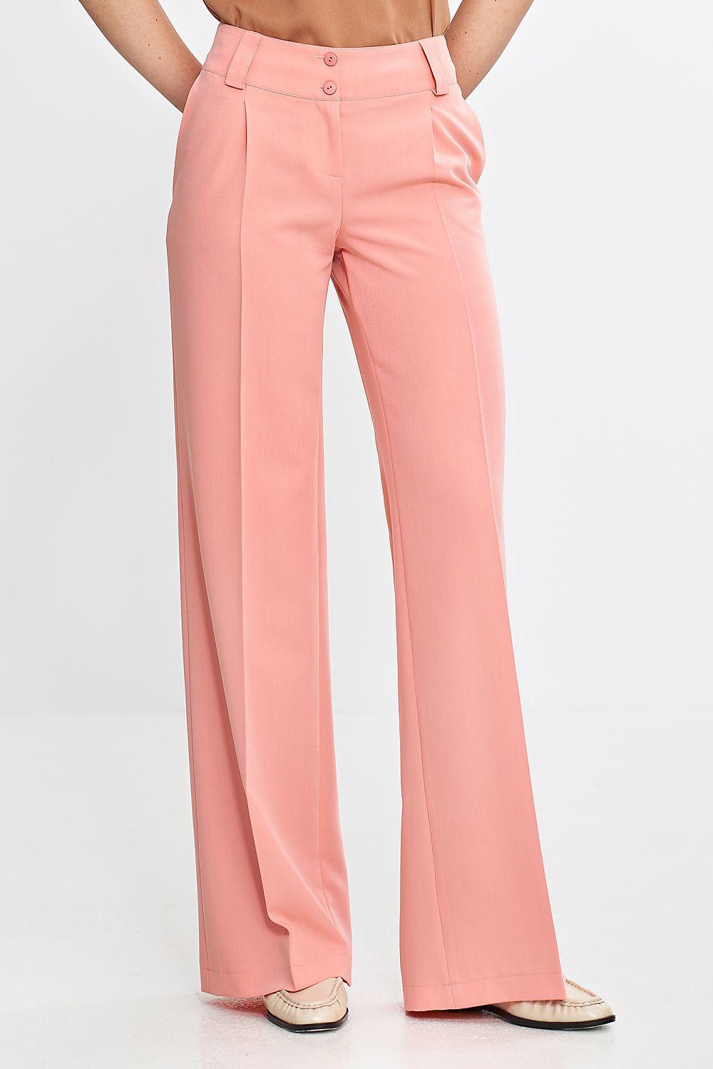 Women's Nife pink trousers with wide legs and buttoned waist