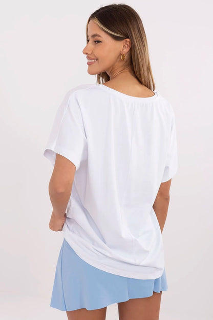 White short-sleeve T-shirt, crew neck, plain back