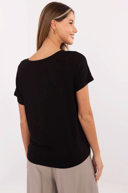 Black women's t-shirt, plain back view
