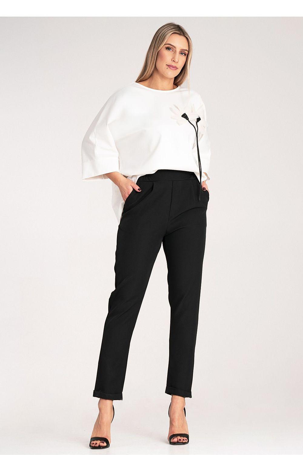 Figl model 214834 women’s trousers, black, ankle length, slim tapered leg