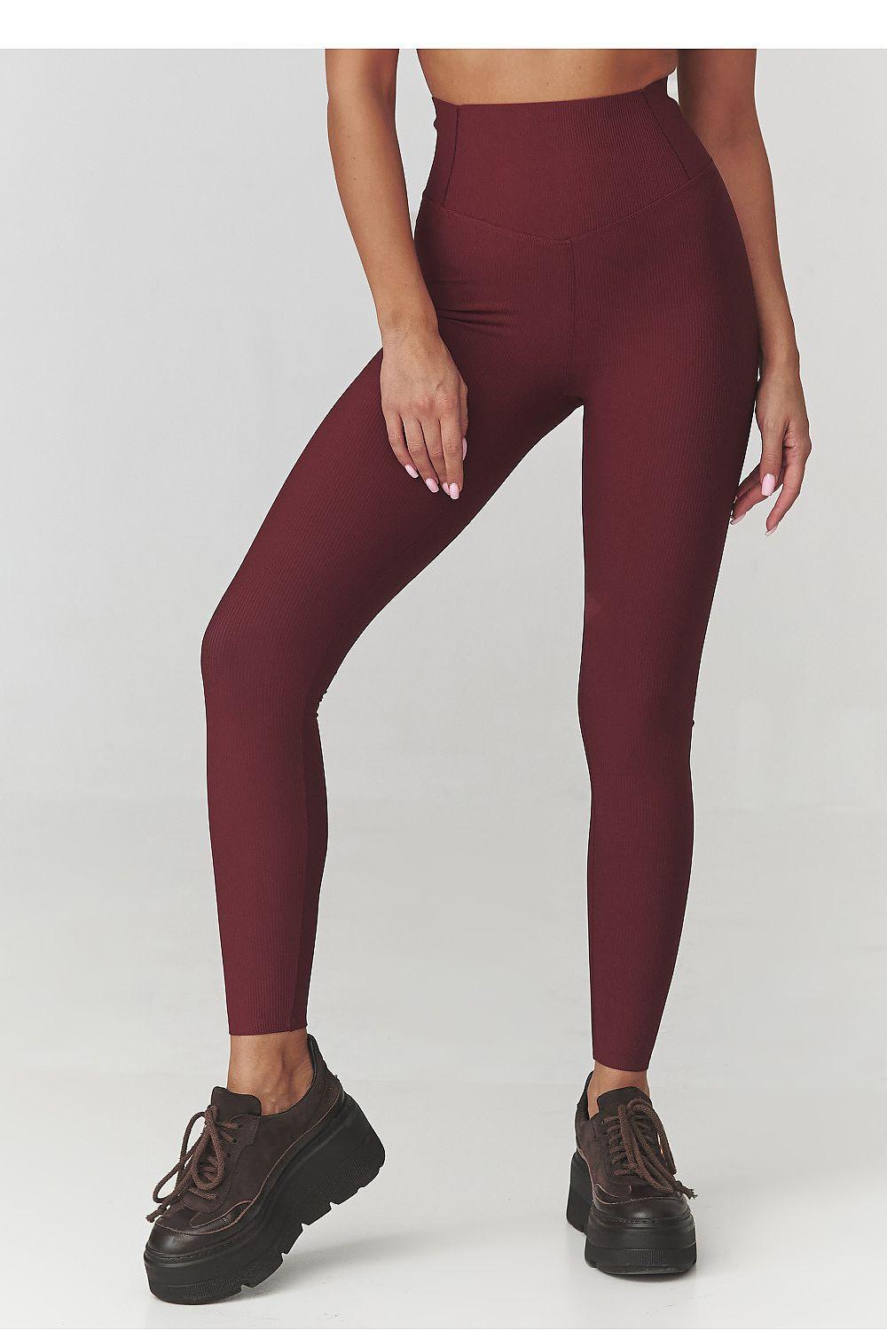 Burgundy long leggings with high waist