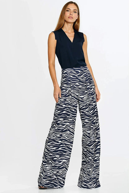 Navy sleeveless V-neck blouse