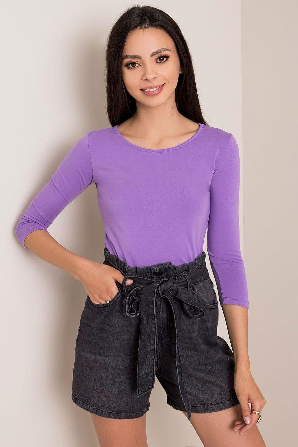 Purple long sleeve blouse with crew neck
