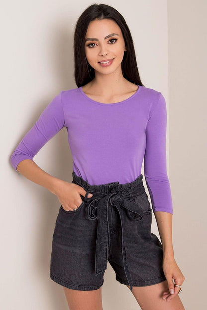 Purple long sleeve blouse with crew neck