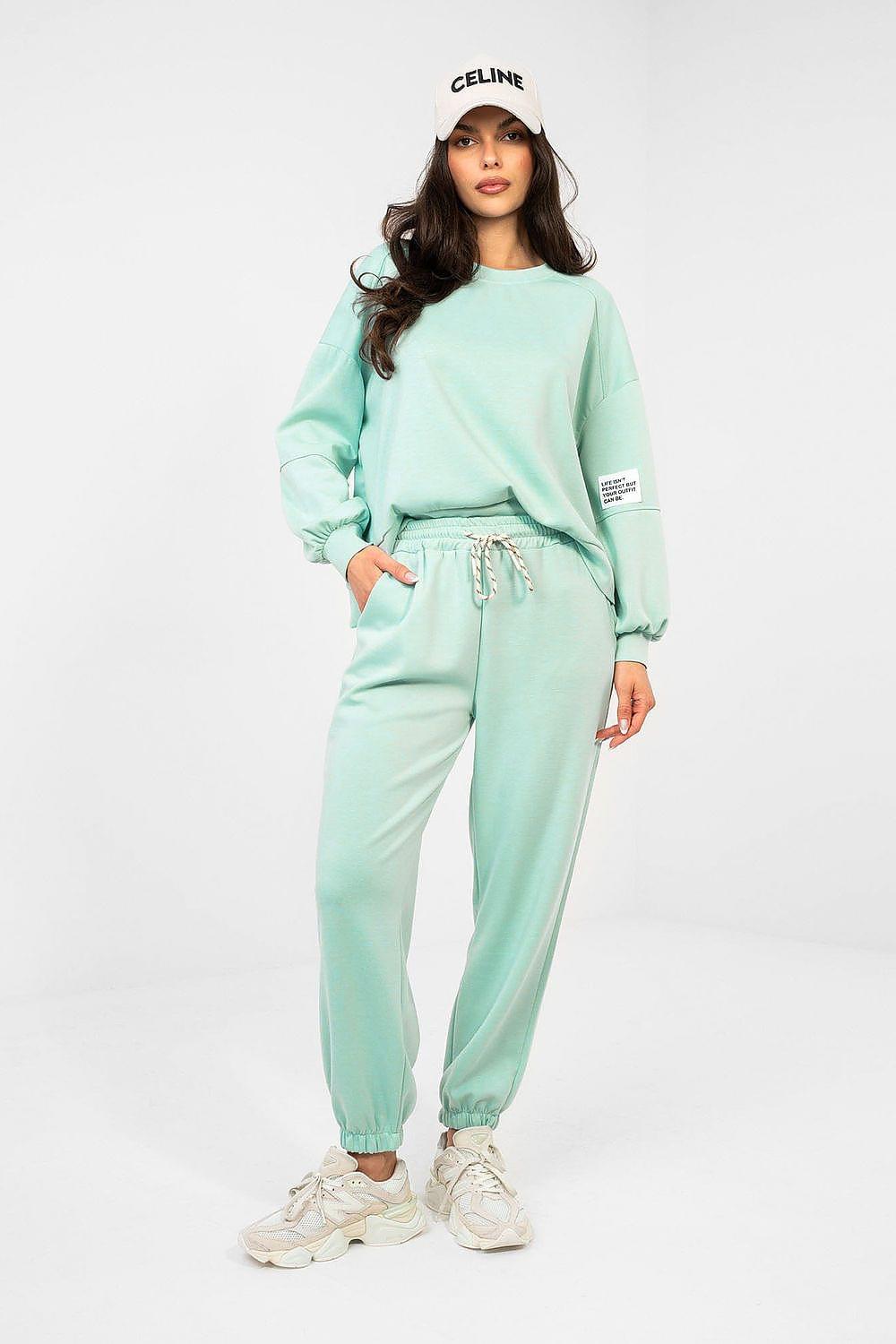 Mint sweatshirt and jogger set with crewneck and drawstring waistband