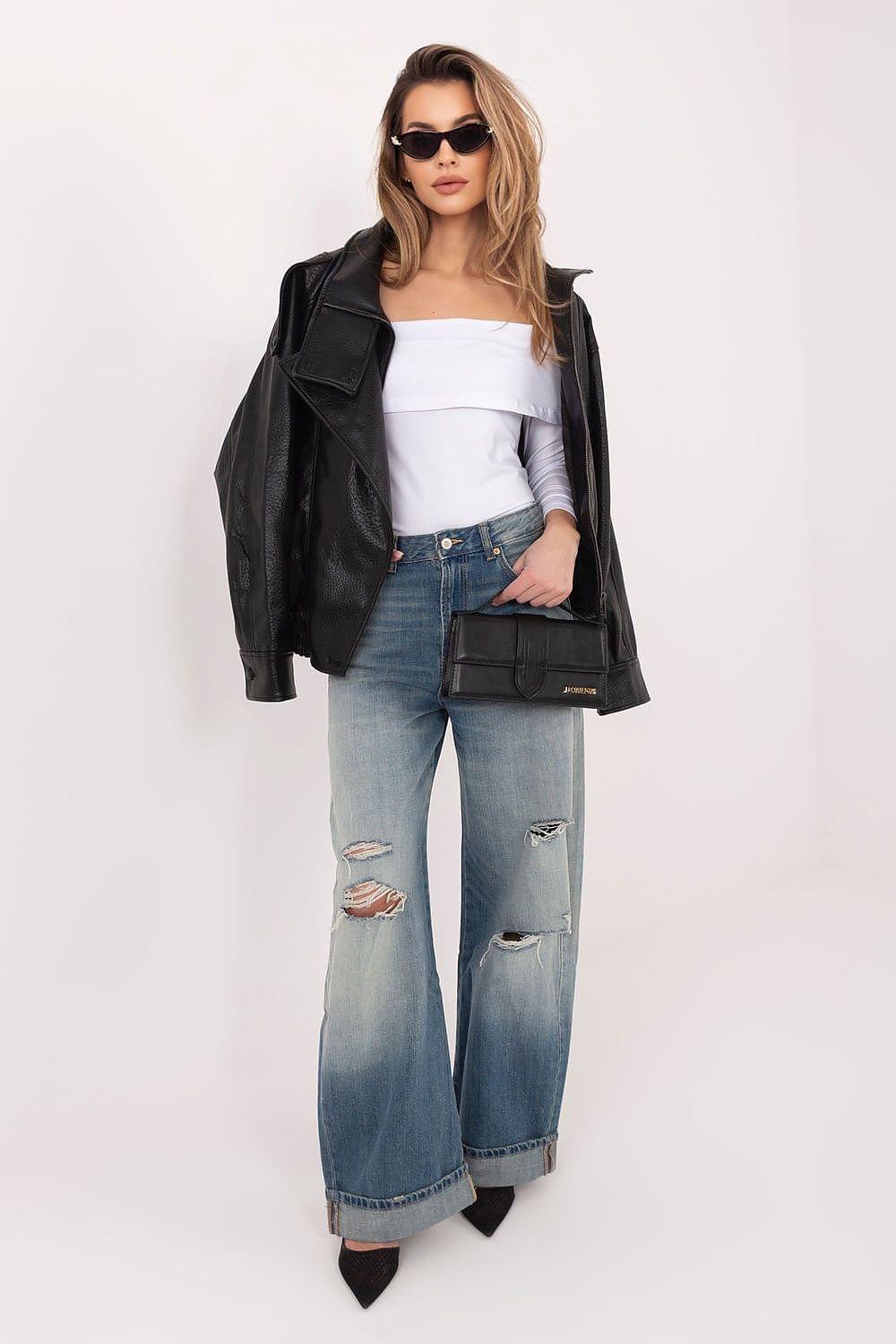 Rue Paris white off-shoulder blouse with long sleeves and draped neckline