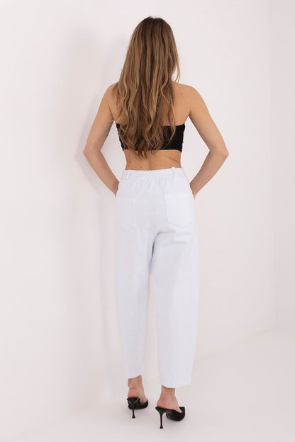 Corduroy trousers, white, back view with straight legs