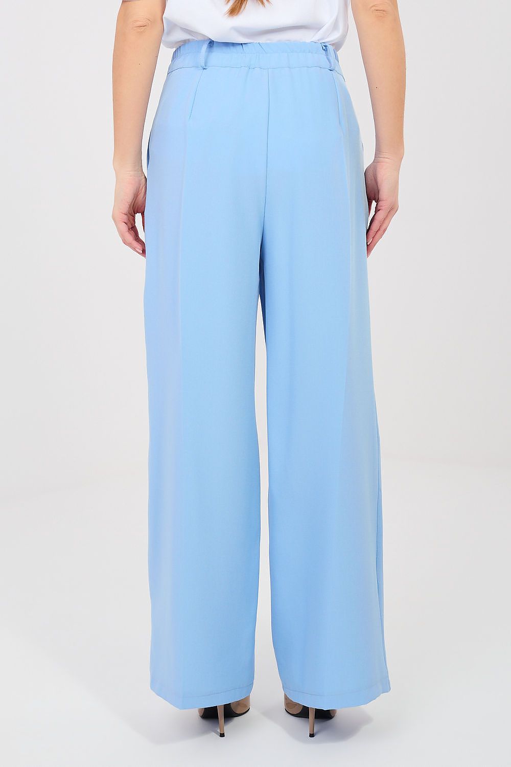 Women's light blue wide-leg trousers with pleated waistband
