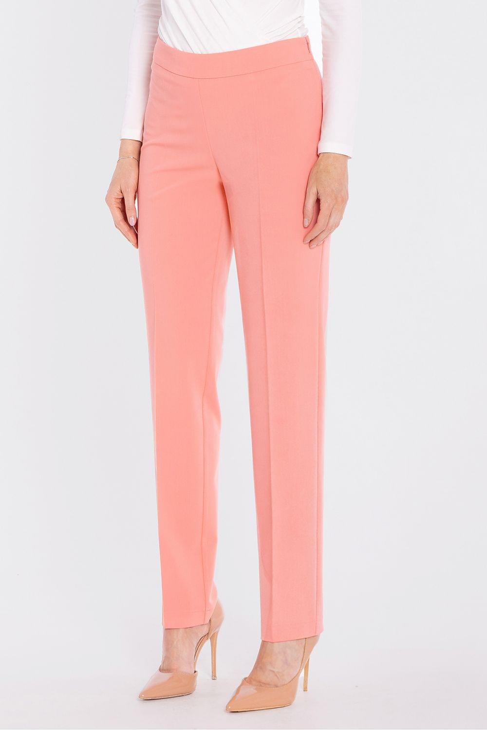 Women's coral trousers with slim straight legs and ankle-length hem