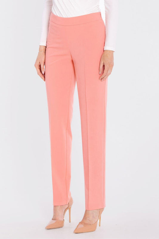 Women’s tailored trousers in coral pink, slim straight legs and ankle length