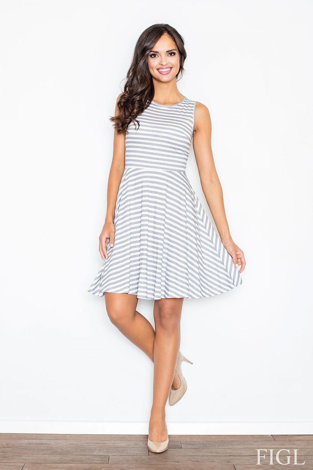 Figl sleeveless striped daydress, A-line skirt and round neckline