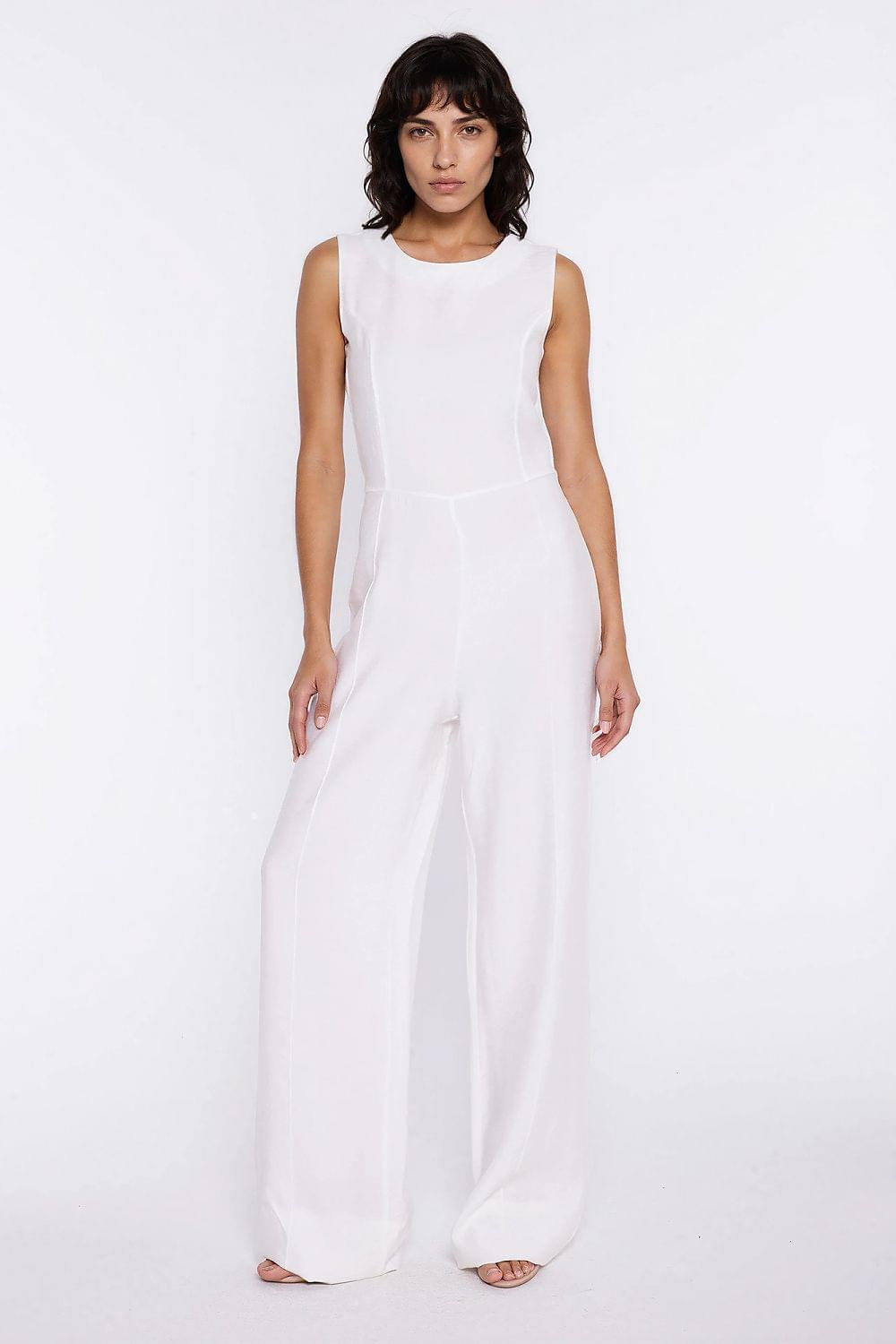 Nife sleeveless wide-leg jumpsuit, white