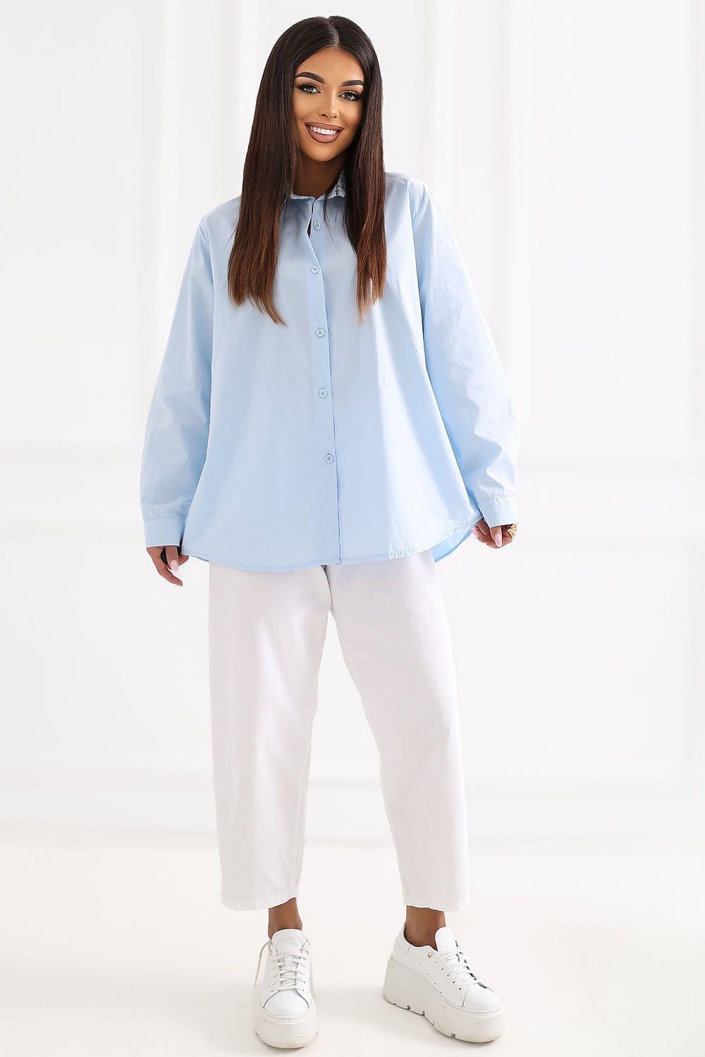 Light blue long-sleeve button-up shirt with pointed collar and button-front placket