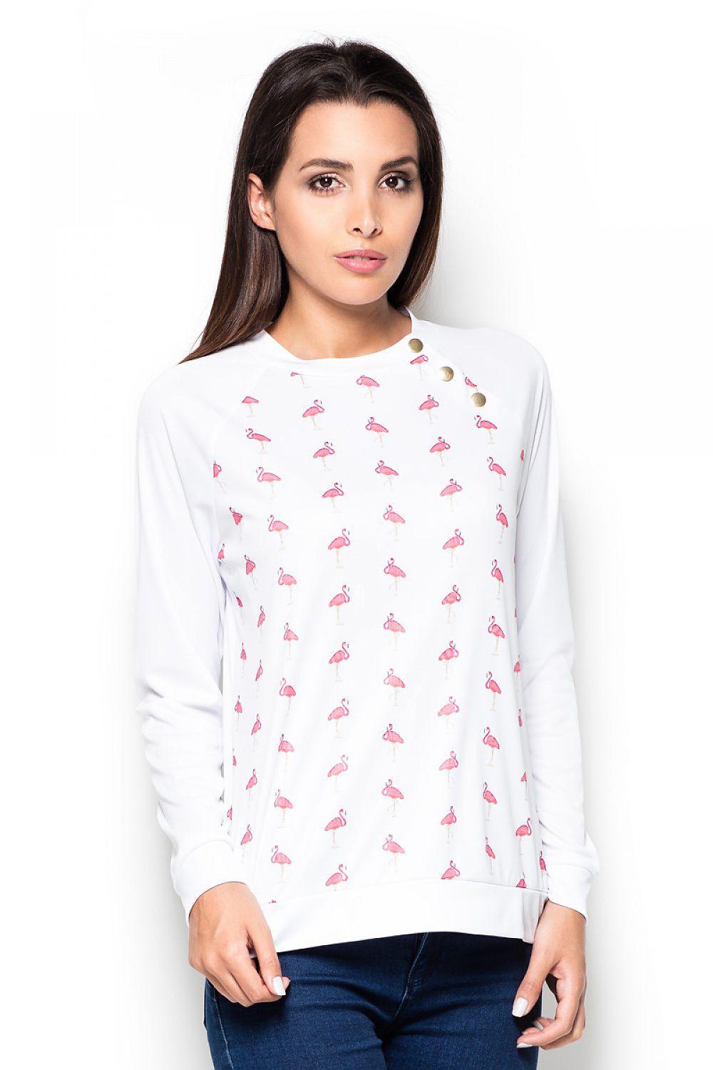 Katrus blouse with long sleeves, white with small red bow print