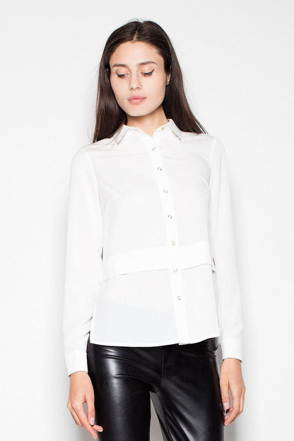 Venaton long-sleeve shirt, white button-up with collar and full-length sleeves