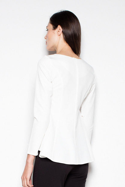 Light off-white blouse, back view with three-quarter sleeves