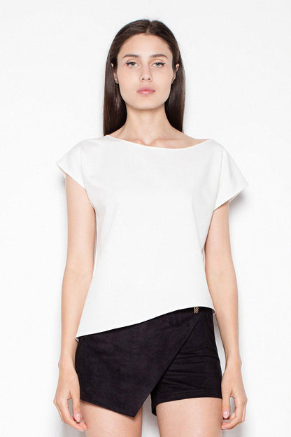 Venaton blouse model 77556 in white, short-sleeve square-neck top
