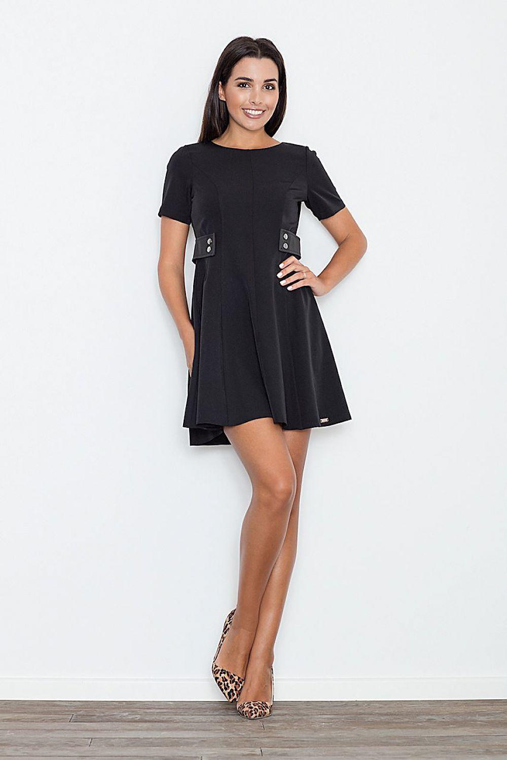 Figl daydress in black with short sleeves and side pockets