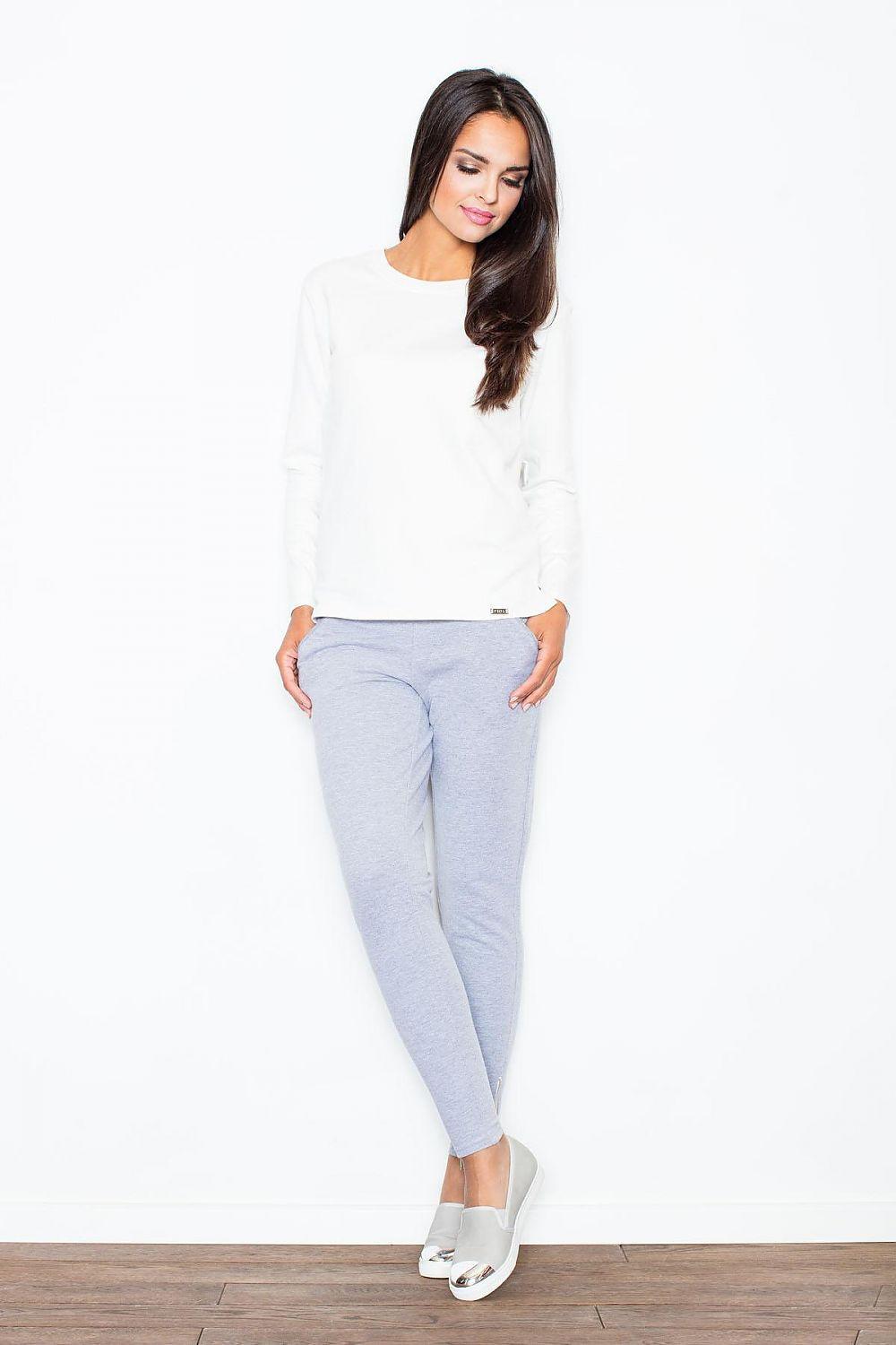 Grey women’s tapered trousers with side zip detail