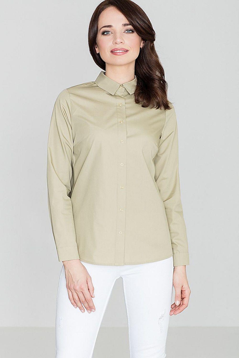Lenitif long sleeve button-up shirt, light green with spread collar
