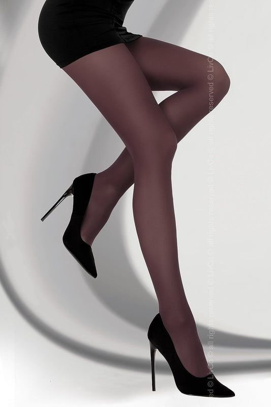 Purple 40 den soft-finish fashion tights with sheer, smooth legs