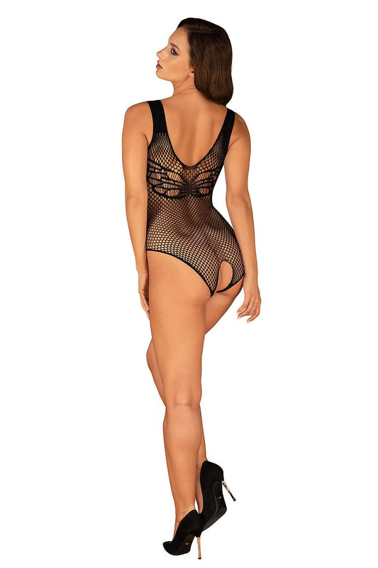 Obsessive shapewear bodysuit black fishnet, scoop back, sleeveless