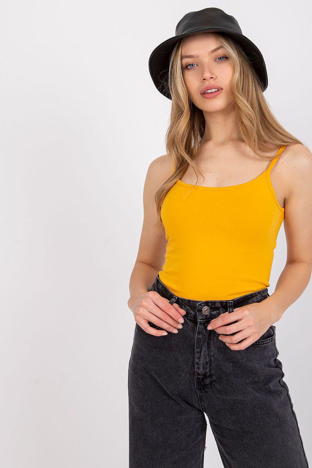 Yellow camisole tank top with spaghetti straps