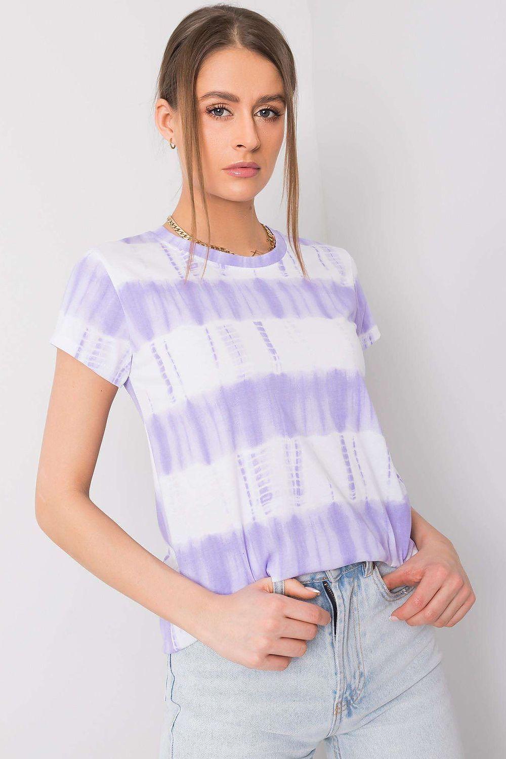 Lavender tie-dye cotton T-shirt with short sleeves