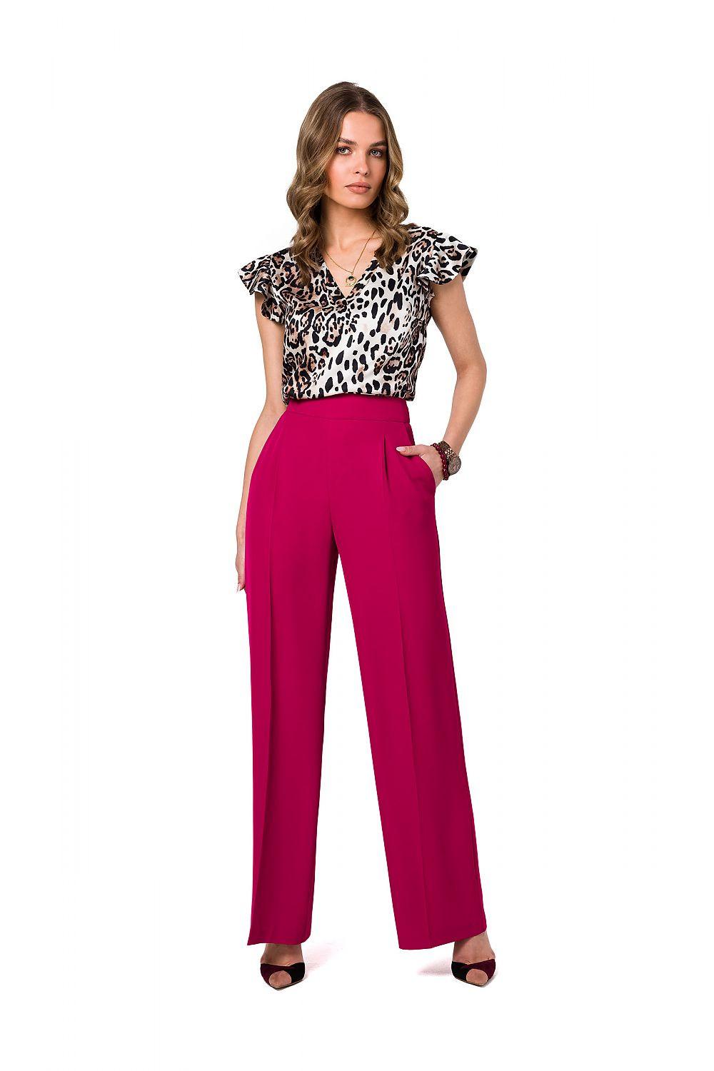 Women's deep violet wide-leg trousers with high waist