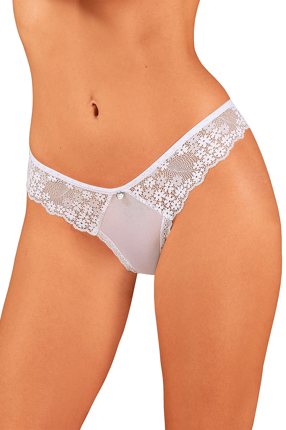White sheer lace panties with scalloped edges
